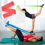 Banda elástica de 2m verde y azul para ejercicios, yoga y resistencia.