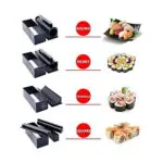 Kit molde para sushi: redondo, corazón, triángulo y cuadrado. Haz sushi casero de forma fácil.