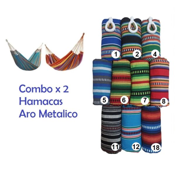 Set x2 Hamacas Diseño Múltiples Colores, Aro Metálico - Imagen 1