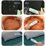 Removedor de pelo y pelusas de ropa, cama de mascota y cojín.