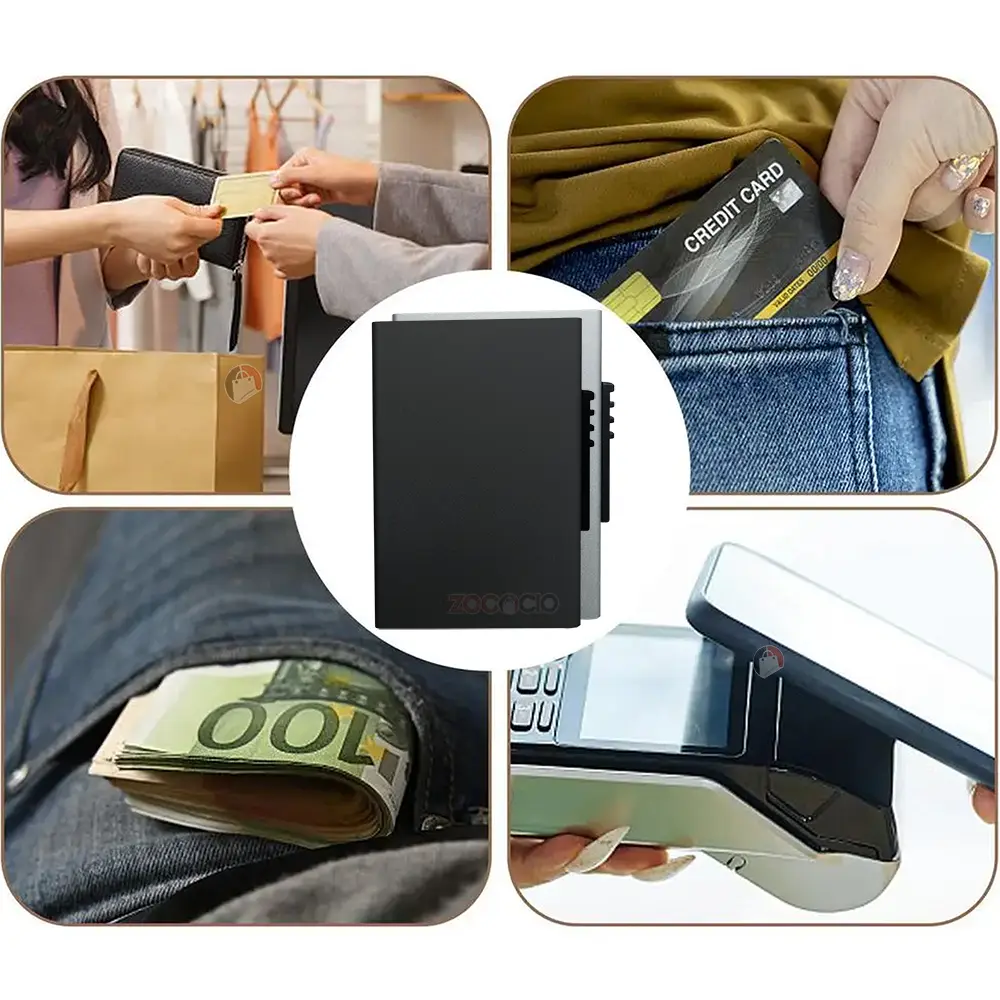 Tarjetero elegante de lujo para tarjetas, cabe en el bolsillo.