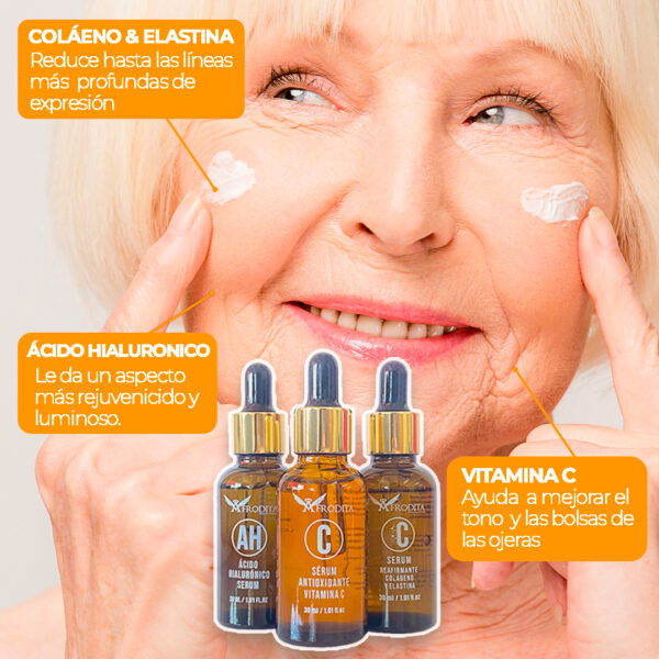 Kit Antiedad Afrodita X3 (Acido Hialuronico+Aceite De Colageno+Vitamina C) - Imagen 3