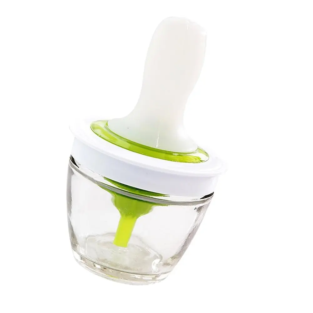 Brocha de silicona alta temperatura con dispensador de vidrio para aceite y adobos.
