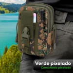 Bolso táctico militar de camuflaje pixelado para cinturón, ideal para celular.