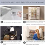 Set de 8 cubos de hielo reutilizables de acero inoxidable, perfectos para mantener tus bebidas frías.