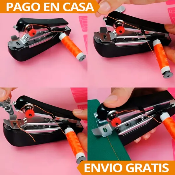 Mini máquina de coser portátil, ideal para reparaciones rápidas en casa o en movimiento.