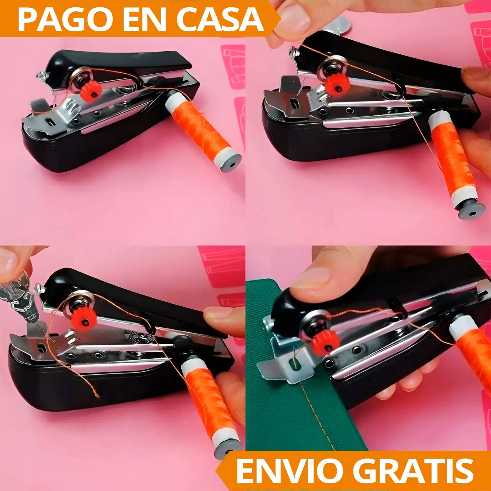 Mini máquina de coser portátil, ideal para reparaciones rápidas en casa o en movimiento.