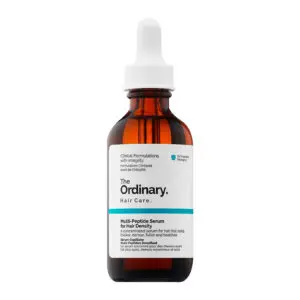 The Ordinary Suero Multipeptide para Densidad del Cabello en frasco ámbar.