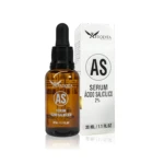 Serum Ácido Salicílico Afrodita 2% con gotero, frasco ámbar y caja blanca.