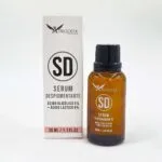 SD Afrodita Serum Despigmentante en frasco de vidrio ámbar con caja.