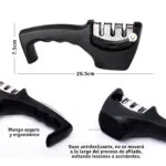 Afilador de cuchillos de acero inoxidable con mango antideslizante de 3 etapas.