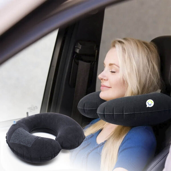 Set x2 Almohada Inflable Para Cuello Portátil Viajera Multiusos - Imagen 3