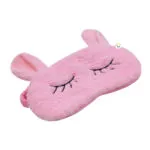 Antifaz para dormir de conejo rosa peludo, máscara de sueño para niñas y mujeres, con detalles bordados de ojos.