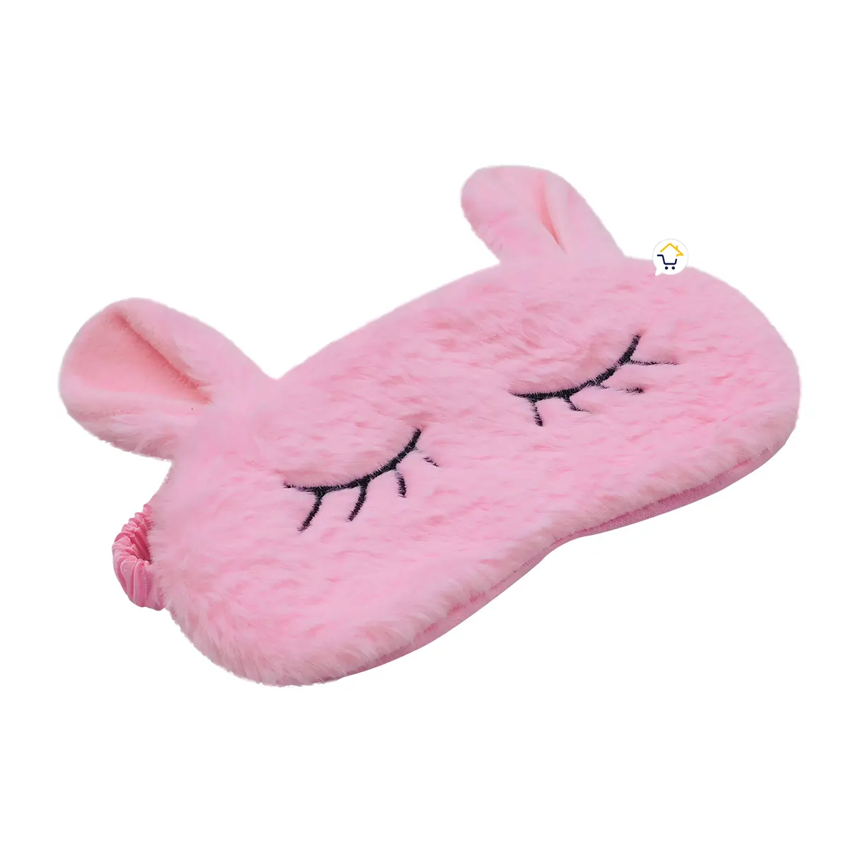 Antifaz para dormir de conejo rosa peludo, máscara de sueño para niñas y mujeres, con detalles bordados de ojos.