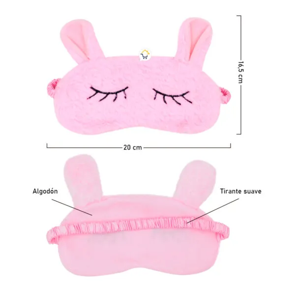Antifaz para dormir de conejo rosado de peluche, suave con banda elástica, ideal para niñas y mujeres.