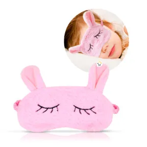 Set x2 antifaz para dormir de conejo rosa, máscara de sueño de niña.