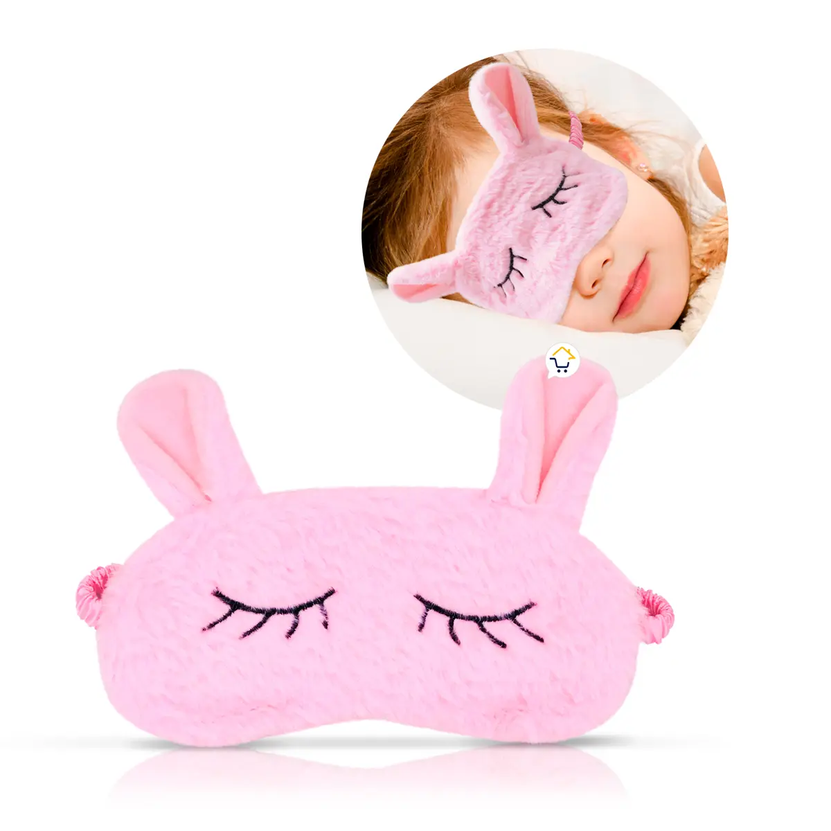 Set x2 antifaz para dormir de conejo rosa, máscara de sueño de niña.