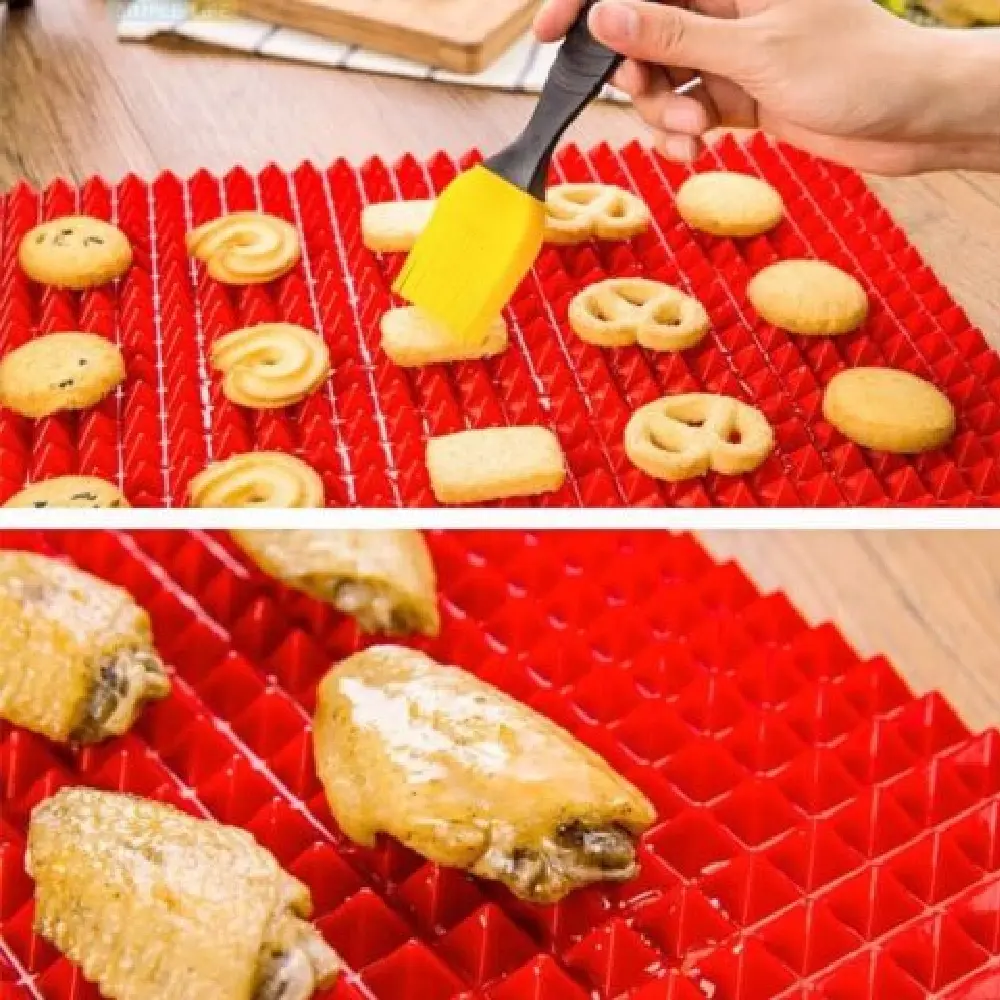 Base Piramyd Pan de silicona para hornear galletas y alitas en horno o microondas.