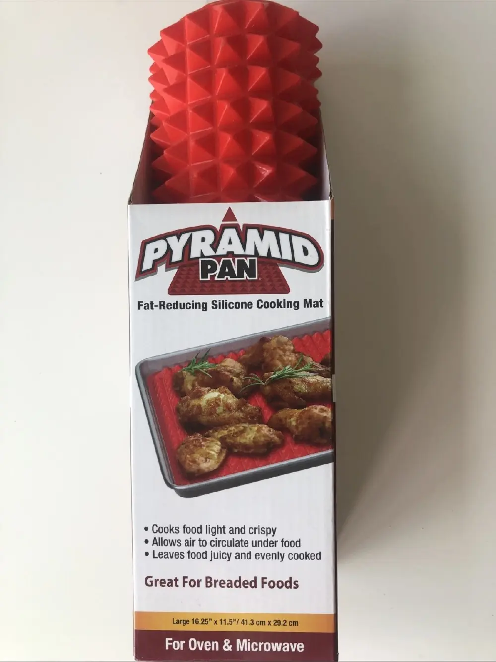 Base de silicona Piramyd Pan para hornear alimentos crujientes en horno y microondas.