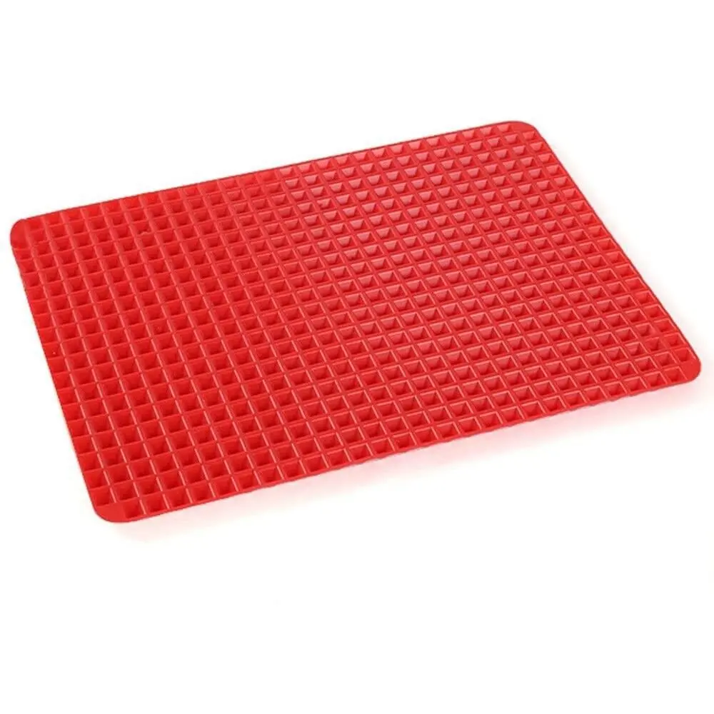 Base de silicona Piramyd Pan roja con patrón de pirámides para horno y microondas.