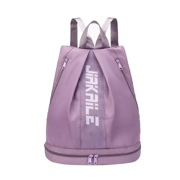 Mochila versátil morada con compartimento para zapatos y logo JIKAILE