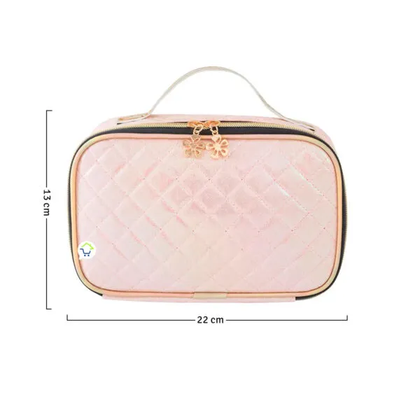 Neceser viajero multiusos rosa, bolso organizador de maquillaje, 22x13cm