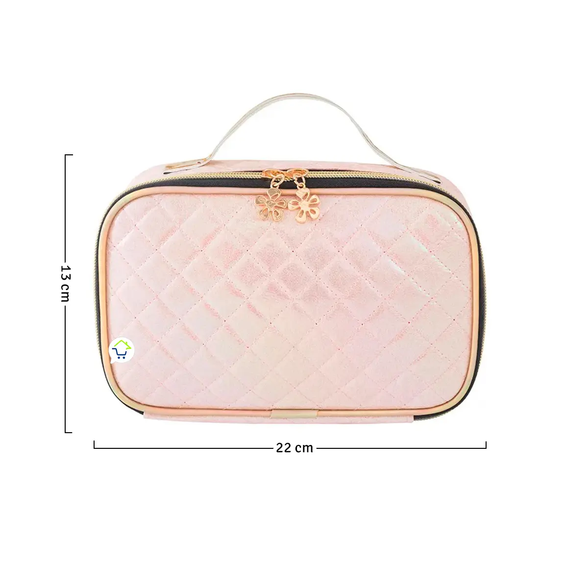 Neceser viajero multiusos rosa, bolso organizador de maquillaje, 22x13cm