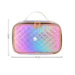 Neceser viajero multiusos para maquillaje, bolso organizador acolchado holográfico.