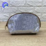 Bolso neceser plateado con lentejuelas, multiusos y viajero, ideal para maquillaje.
