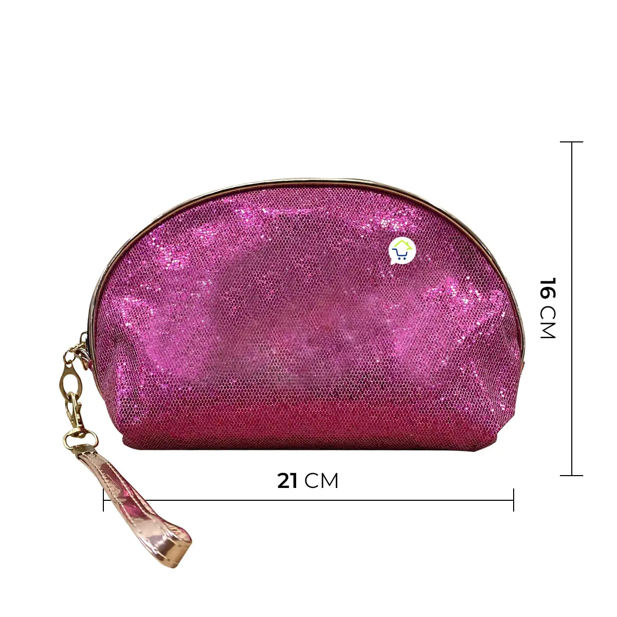 Bolso neceser viajero multiusos de maquillaje con lentejuelas brillantes rosas, 21x16 cm.