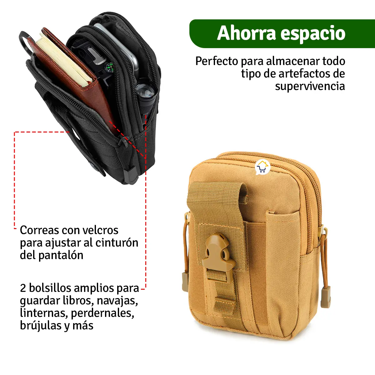 Bolso táctico militar para cinturón, estuche de celular, ideal para objetos de supervivencia.