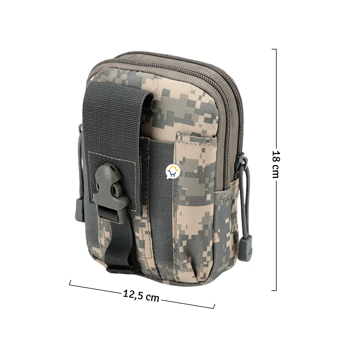 Bolso táctico militar para cinturón, camuflado, con estuche para celular y medidas de 12.5x18 cm.