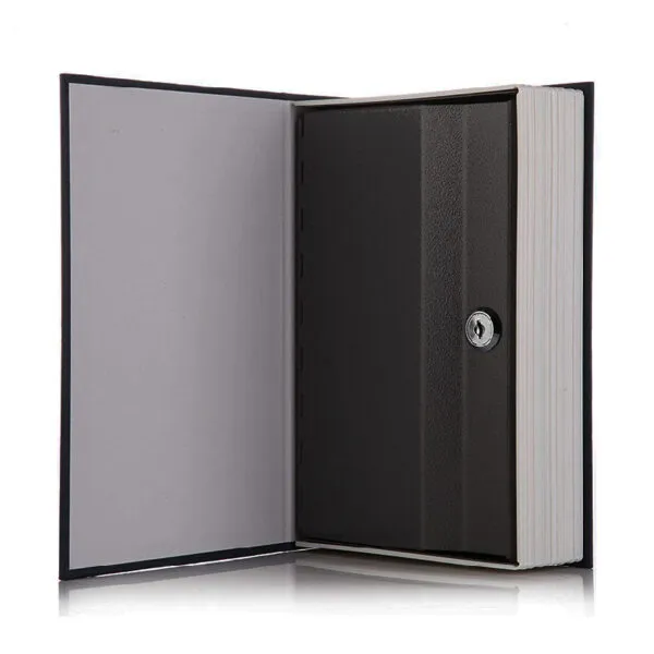 Caja fuerte tipo libro diccionario con 2 llaves, diseño discreto y seguro.