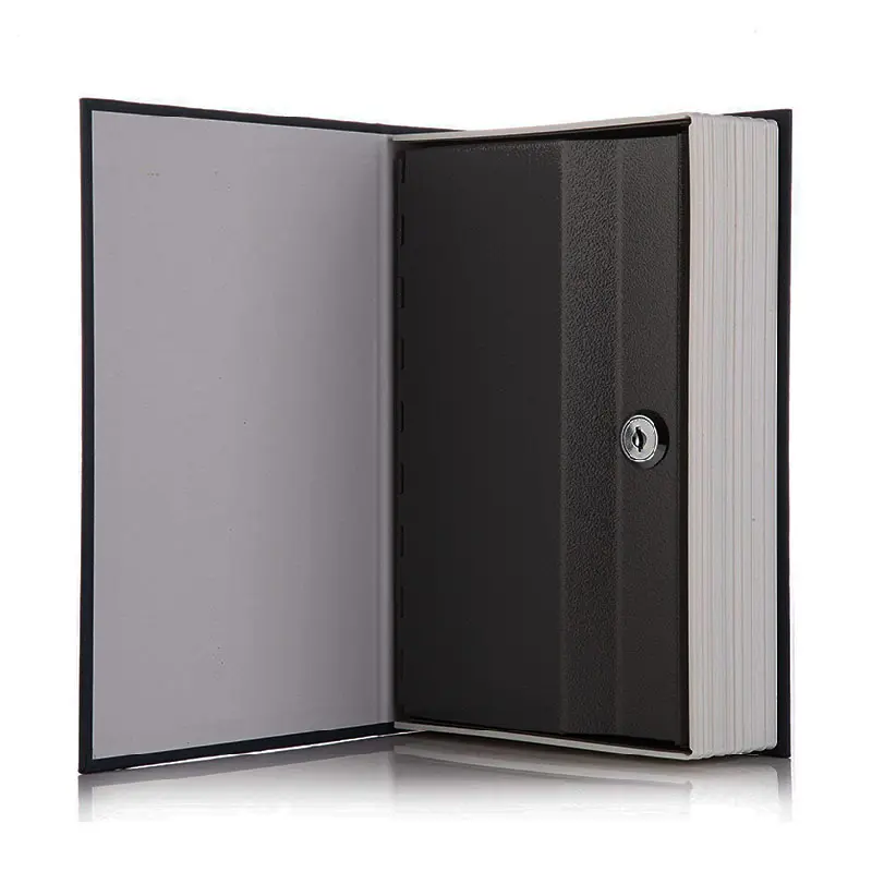 Caja fuerte tipo libro diccionario con 2 llaves, diseño discreto y seguro.
