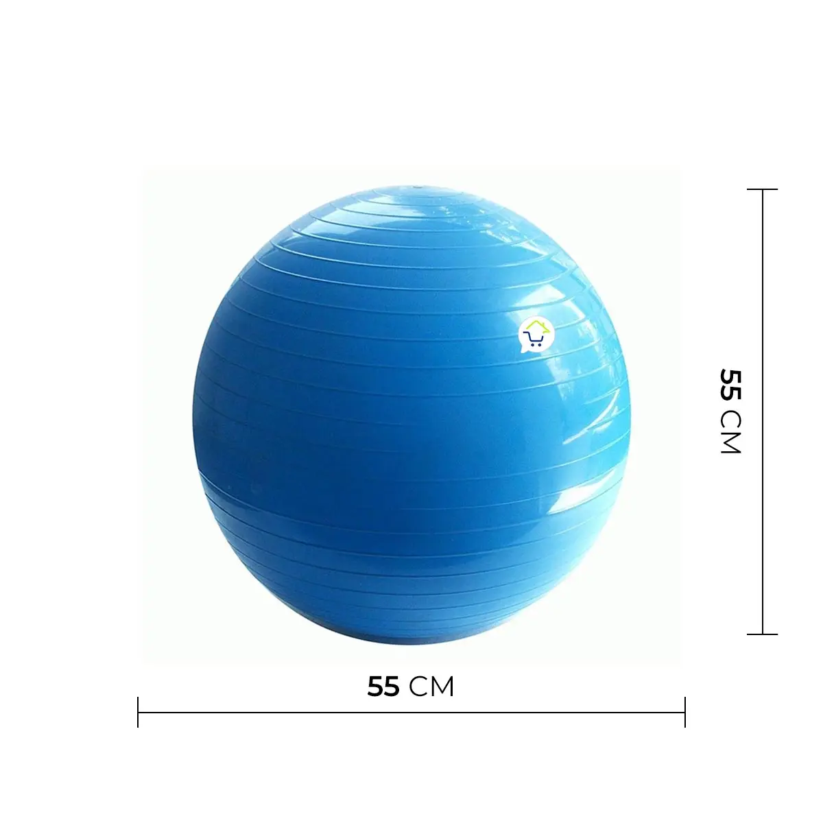 Balón de yoga azul de 55 cm para fitness, pilates y ejercicio.