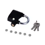 Candado de alarma con llaves para moto, bicicleta o puerta. Incluye baterías.