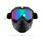Careta de protección negra para paintball, airsoft y motocross con visor de colores, 17x19 cm.