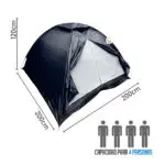 Carpa de camping armable semi impermeable de 4 personas, 200x200x120cm, ideal para excursiones.
