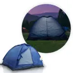 Carpa de camping azul para 4 personas, semiimpermeable, armable.