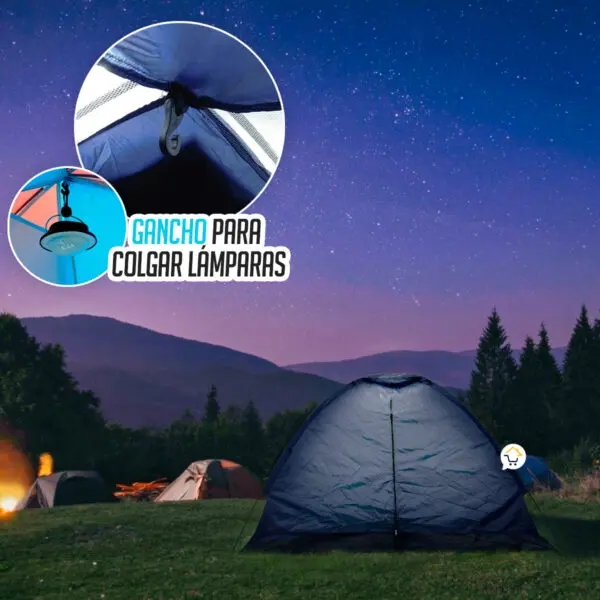 Carpa de camping para 4 personas con gancho para lámpara, ideal para exteriores.