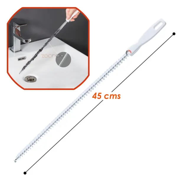 Cepillo destapa cañería 45 cm, ideal para limpieza de tuberías y desagües, set x2.