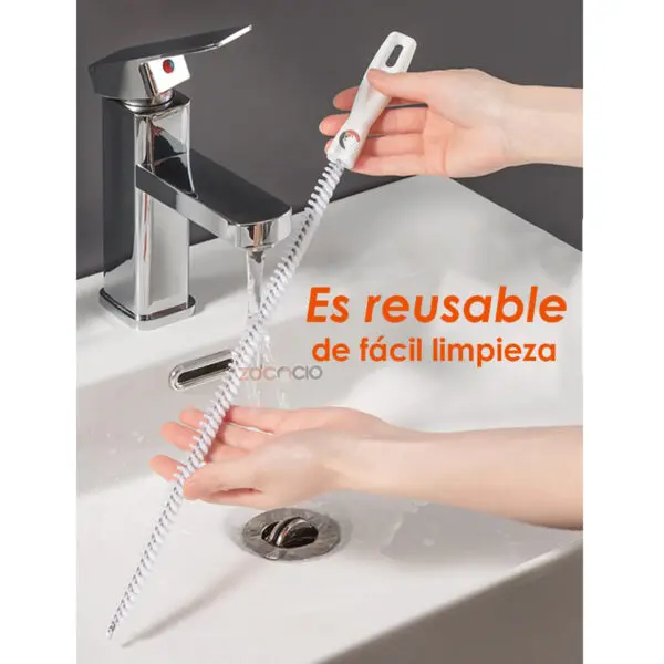 Cepillo flexible para destapar cañerías de 45cm, ideal para limpieza de tuberías y drenajes.