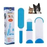 Cepillo removedor de pelos para mascotas, con base auto-limpiante, ideal para ropa y muebles.