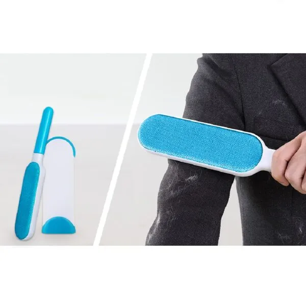 Cepillo removedor de pelos y motas azul para ropa, ideal para limpiar prendas.
