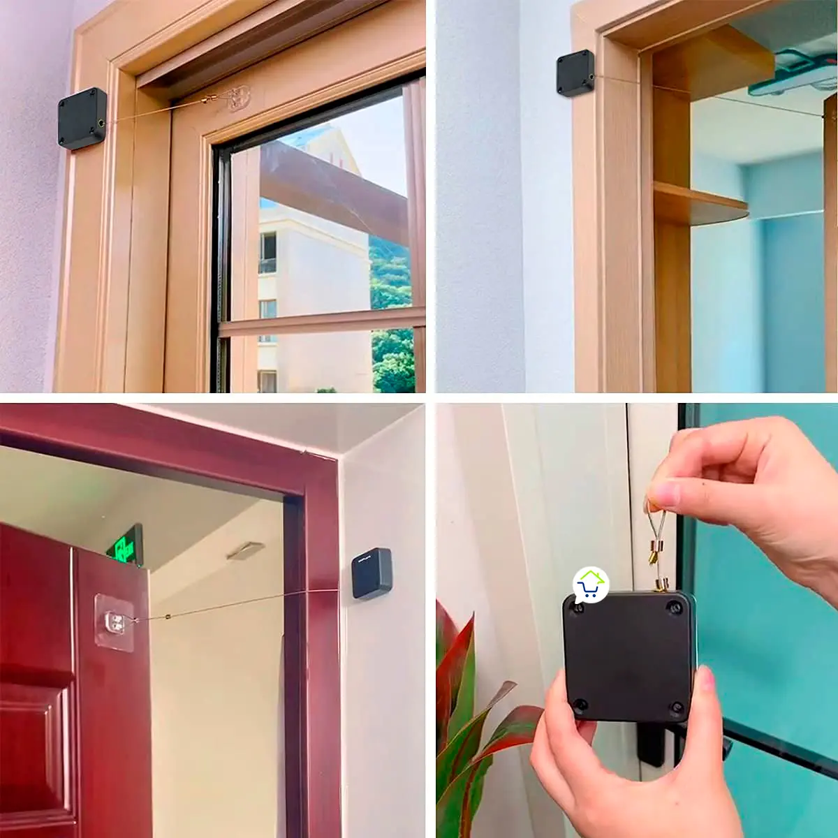 Cierra puertas automático multifuncional para ventanas y puertas, instalación adhesiva fácil.