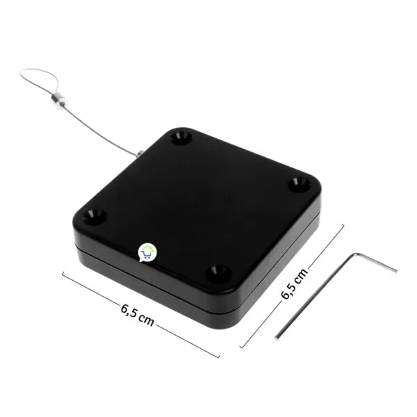 Cerrador de puerta automático negro 6.5cm con cable retráctil y llave Allen incluida