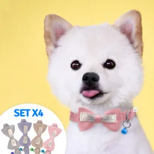 Set X4 collares corbatín con cascabel para perros y gatos, ideal para correas.