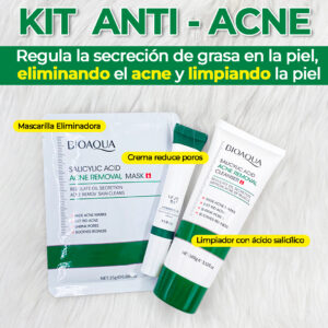 Kit Anti Acne de Ácido Salicílico Bioaqua X3(Limpiador-Crema-Mascarilla) - Imagen 2