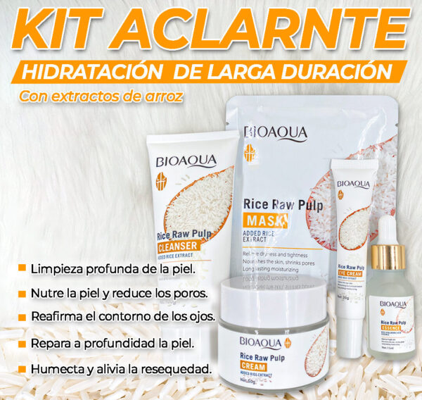 Combo De Arroz x5 Bioaqua Original (jabón+contorno+serum+crema+mascarilla) - Imagen 1