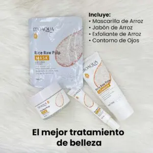 Combo De Arroz Bioaqua X4 (Mascarilla+Jabón+Exfoliante+Contorno) - Imagen 1